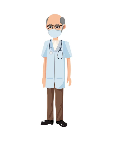 Médecin masculin utilisant un masque médical — Image vectorielle
