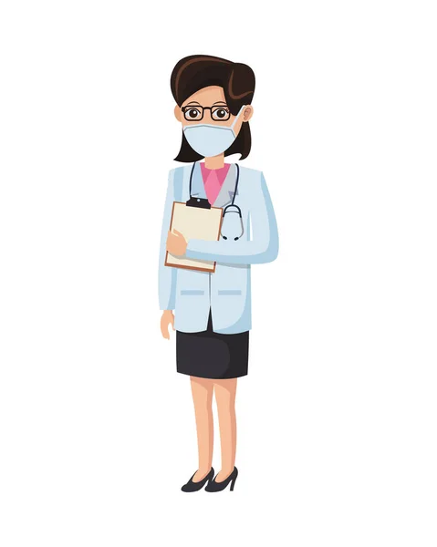 Femme médecin en utilisant un masque médical — Image vectorielle