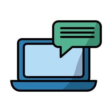 Konuşma kabarcığı doldurma biçimi olan dizüstü bilgisayar