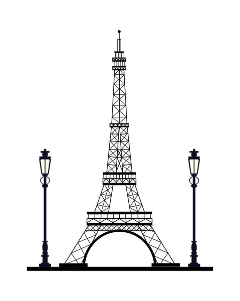 Věž Eiffelova francouzská památka ikona — Stockový vektor
