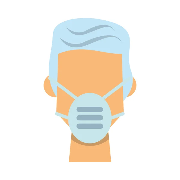 Man using medical mask character — Stock Vector