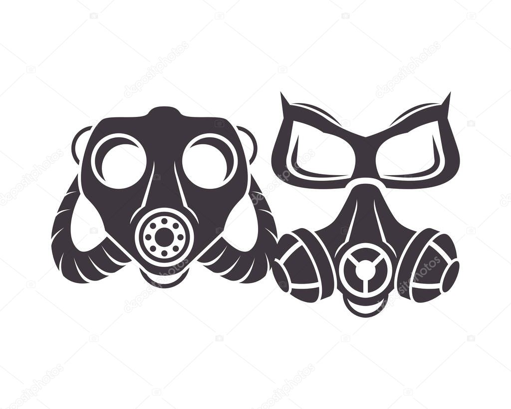 pair of biosafety gas masks icon