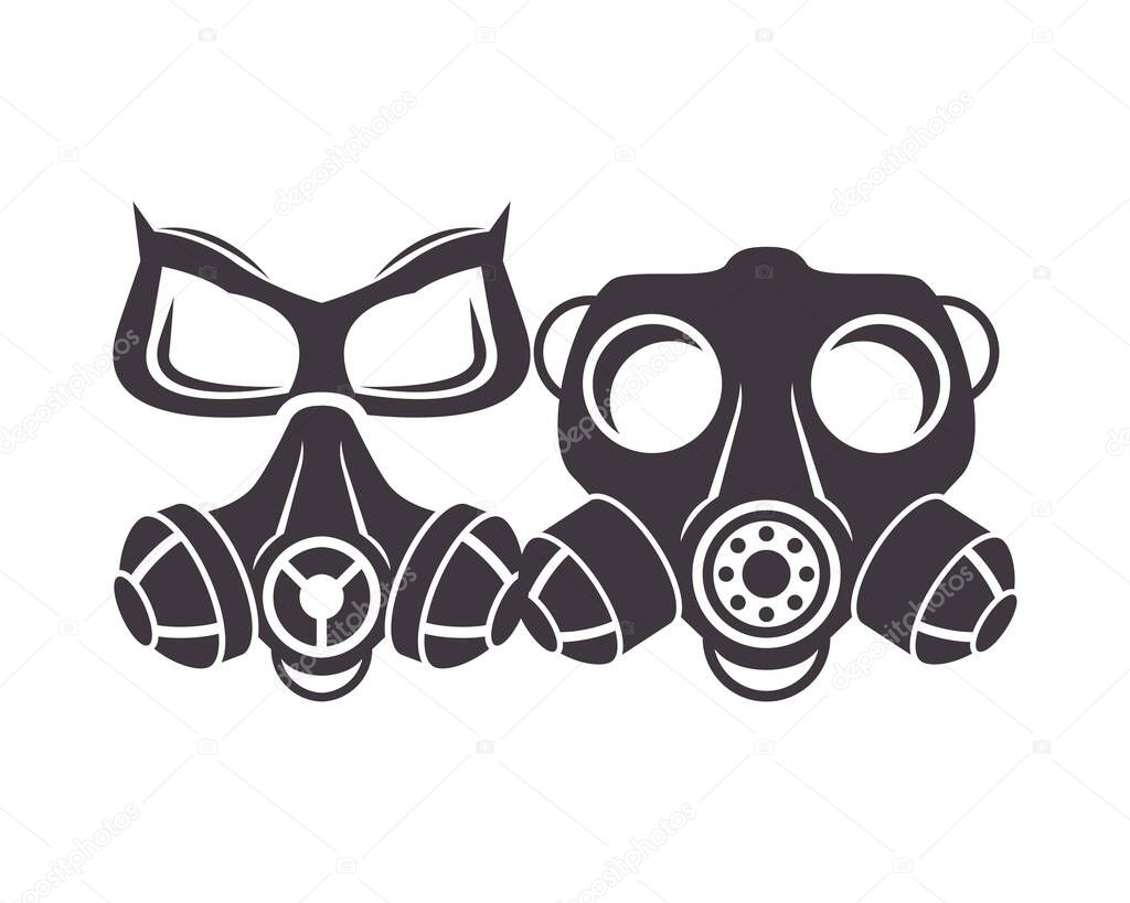 pair of biosafety gas masks icon