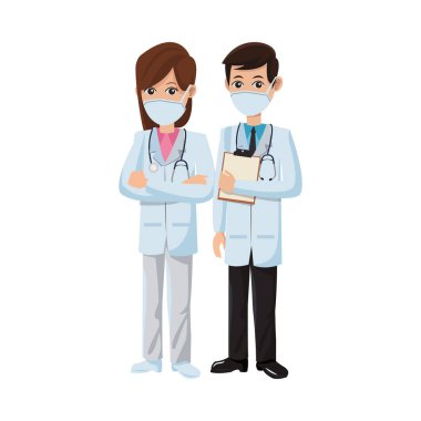 Birkaç doktor tıbbi maske kullanıyor.