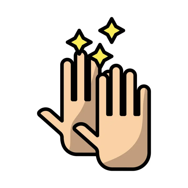 Lavado de manos con estrellas brillantes icono de estilo de relleno — Vector de stock