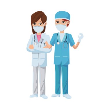 Tıbbi maske takan kadın doktorlar