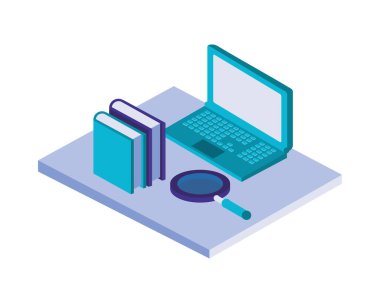 Kitaplı dizüstü bilgisayar ve büyüteç