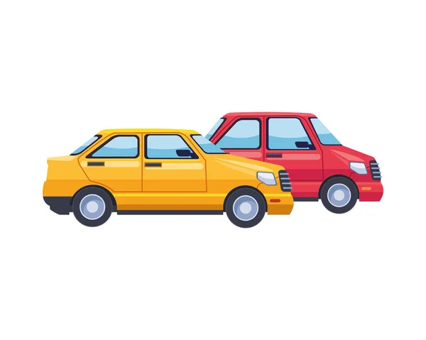 Véhicules de transport en taxi et en voiture — Image vectorielle