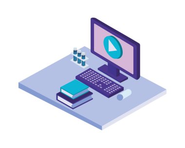 metin kitapları izometrik simgelerle masaüstü