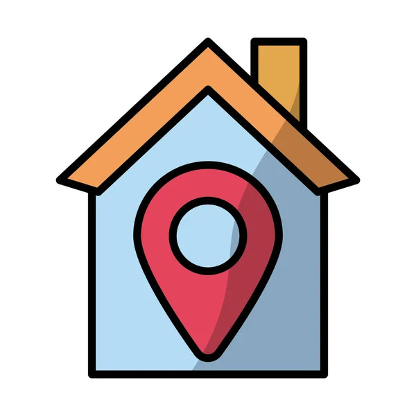 Casa con pin ubicación relleno estilo — Vector de stock