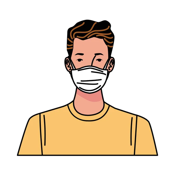 Junger Mann mit medizinischer Maske — Stockvektor