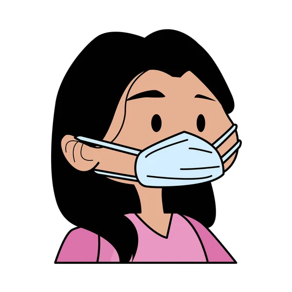 Young woman using medical mask — Stock Vector