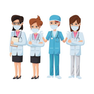 Tıbbi maske takan kadın doktorlar
