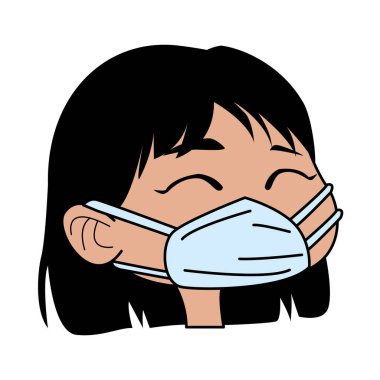 Tıbbi maske takan genç bir kadın.