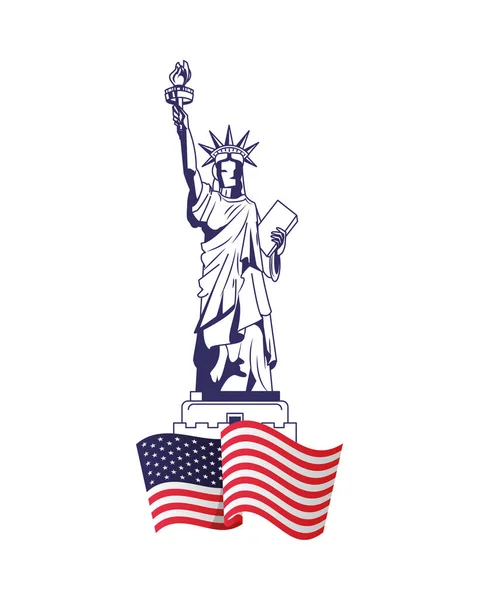 États-Unis d'Amérique drapeau avec statue de la liberté — Image vectorielle