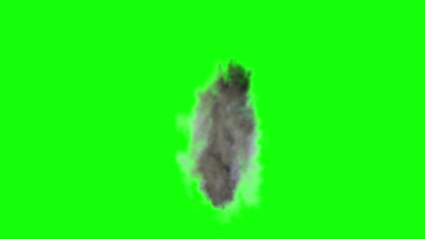 Rook Van Explosie Stijgt Naar Top Van Animatie Groene Achtergrond — Stockvideo