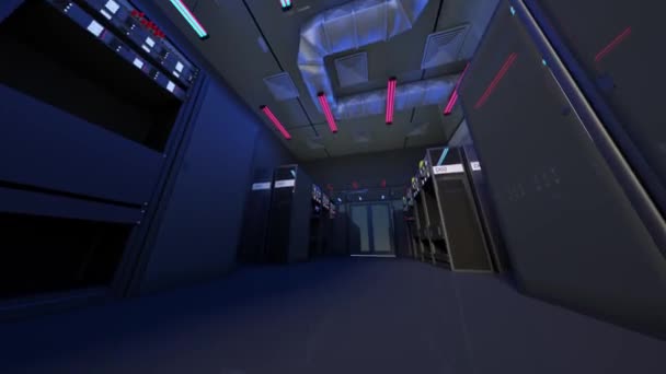 Sala de servidores 3D render — Vídeo de stock