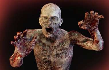 ürpertici kanlı halloween canavar siyah arka plan üzerine