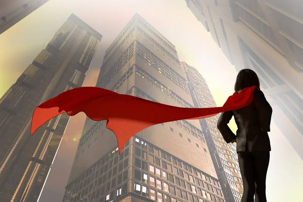 Illustration 3D d'une femme d'affaires vêtue d'un costume avec un super-héros Cape — Photo