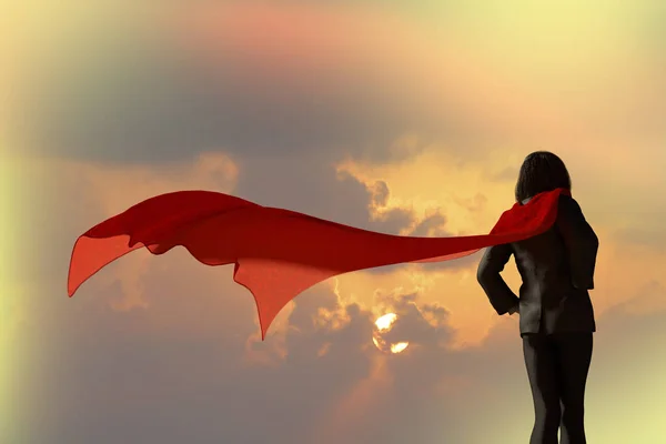 Illustration 3D d'une femme d'affaires vêtue d'un costume avec un super-héros Cape — Photo
