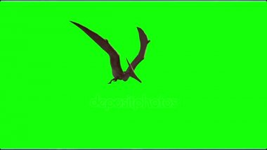 yeşil bir arka plan üzerinde uçan dinozor 3d render