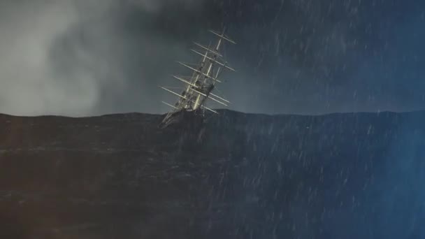 Barco Pirata Navegando Mar — Vídeo de stock