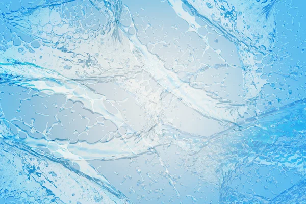 Transluzentes Wasser Spritzt Auf Blauem Hintergrund — Stockfoto
