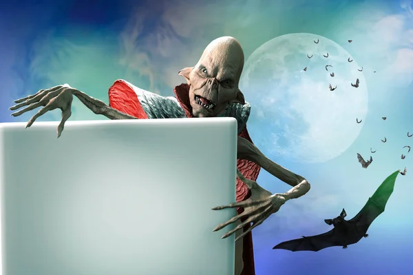 Ilustracja Pokaż Śmieszne Zombie Wampir Dracula Zarejestruj Transparent Tło Halloween — Zdjęcie stockowe