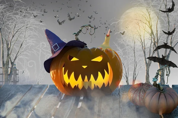 Illustration Pumpkinhead Bakgrund Halloween — Stockfoto