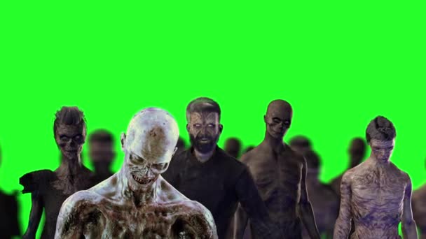 僵尸在一个绿色的背景上万圣节 — 图库视频影像