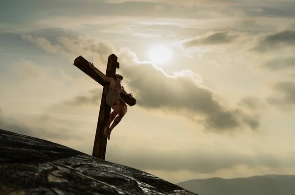 耶稣基督在十字架上的插图 — 图库照片