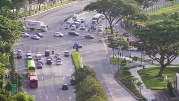 Singapura Março 2017 Vista Cima Estrada Com Tráfego Pesado — Vídeo de Stock