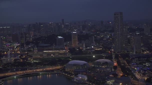 Singapur Mart 2017 Gece Şehir Manzaraları — Stok video