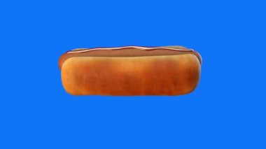 Hot dog'mavi arka plan 3d render