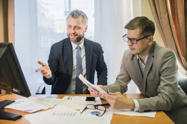 Two Businessmen Working Together New Project — Stock Photo, Image