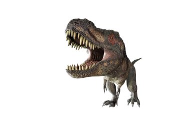 3D çizim için bir dinozor Tyrannosaurus Rex beyaz arka plan üzerinde