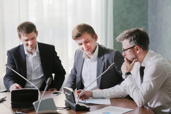 Three Businessmen Working Together New Project Modern Office — Stock Photo, Image