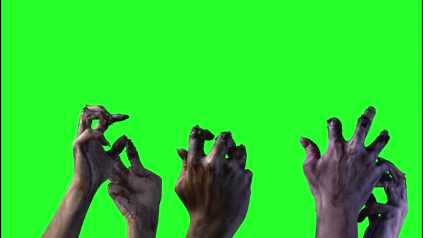 僵尸手在绿色背景上的万圣节 — 图库视频影像