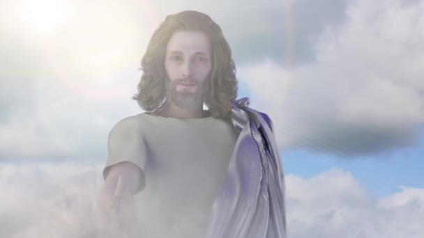 耶稣基督伸出他的手 渲染3D — 图库视频影像