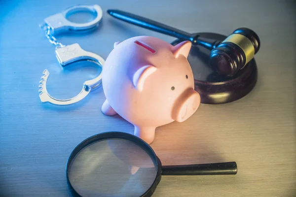 Piggy Piggy Bank Hamer Rechter — Stockfoto