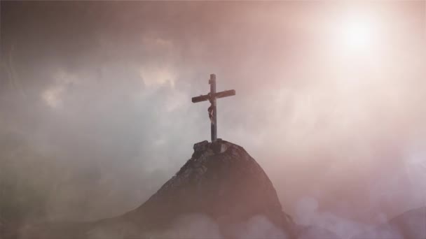 耶稣基督在十字架3D — 图库视频影像