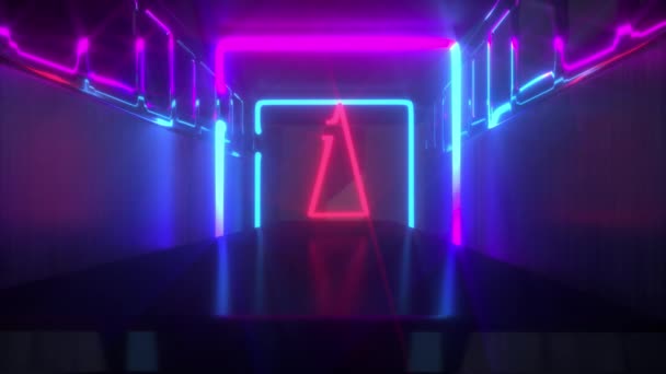 Neon Geometrische Lijnen Achtergrond Render — Stockvideo