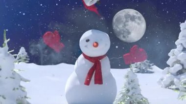 Kardan adam ve kardan adamın olduğu bir Noel geçmişi var. Mutlu Noeller ve yeni yılınız kutlu olsun. Fotokopi uzayı 3D canlandırmasıyla.