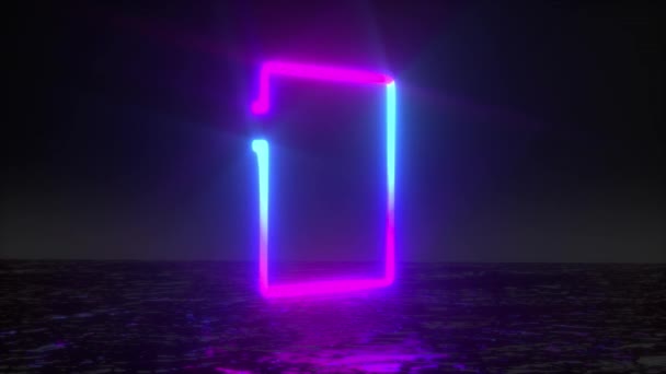 Abstract Background Square Portal Glowing Lines Tunnel Neon Lights — Stock Video