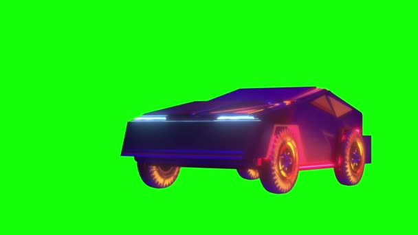 High Speed Sportwagen Zukunft Rast Richtung Neonlicht Futuristisches Konzept Rendering — Stockvideo