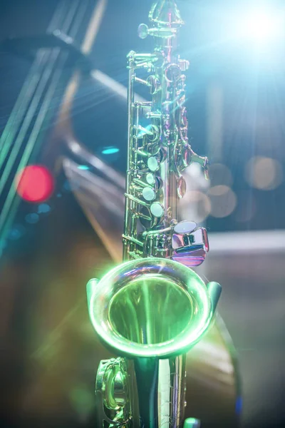 Saxofón Primer Plano Instrumento Musical — Foto de Stock