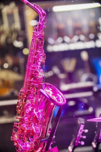 Saxofón Primer Plano Instrumento Musical — Foto de Stock