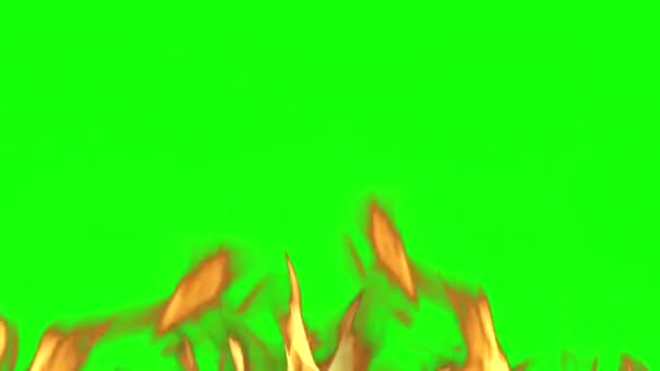 緑の背景に火の炎が — ストック動画