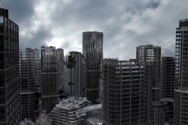 tahrip kıyamet sonrası şehir 3D render görünümü