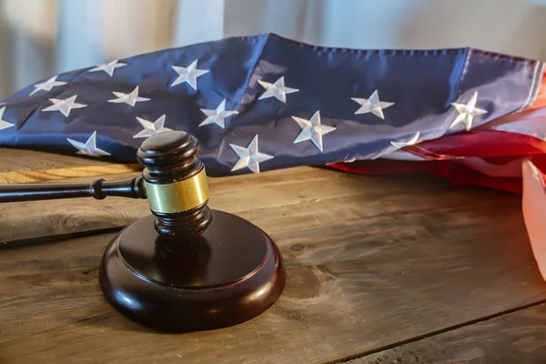 Judge Hammer Flag America — Stockfoto